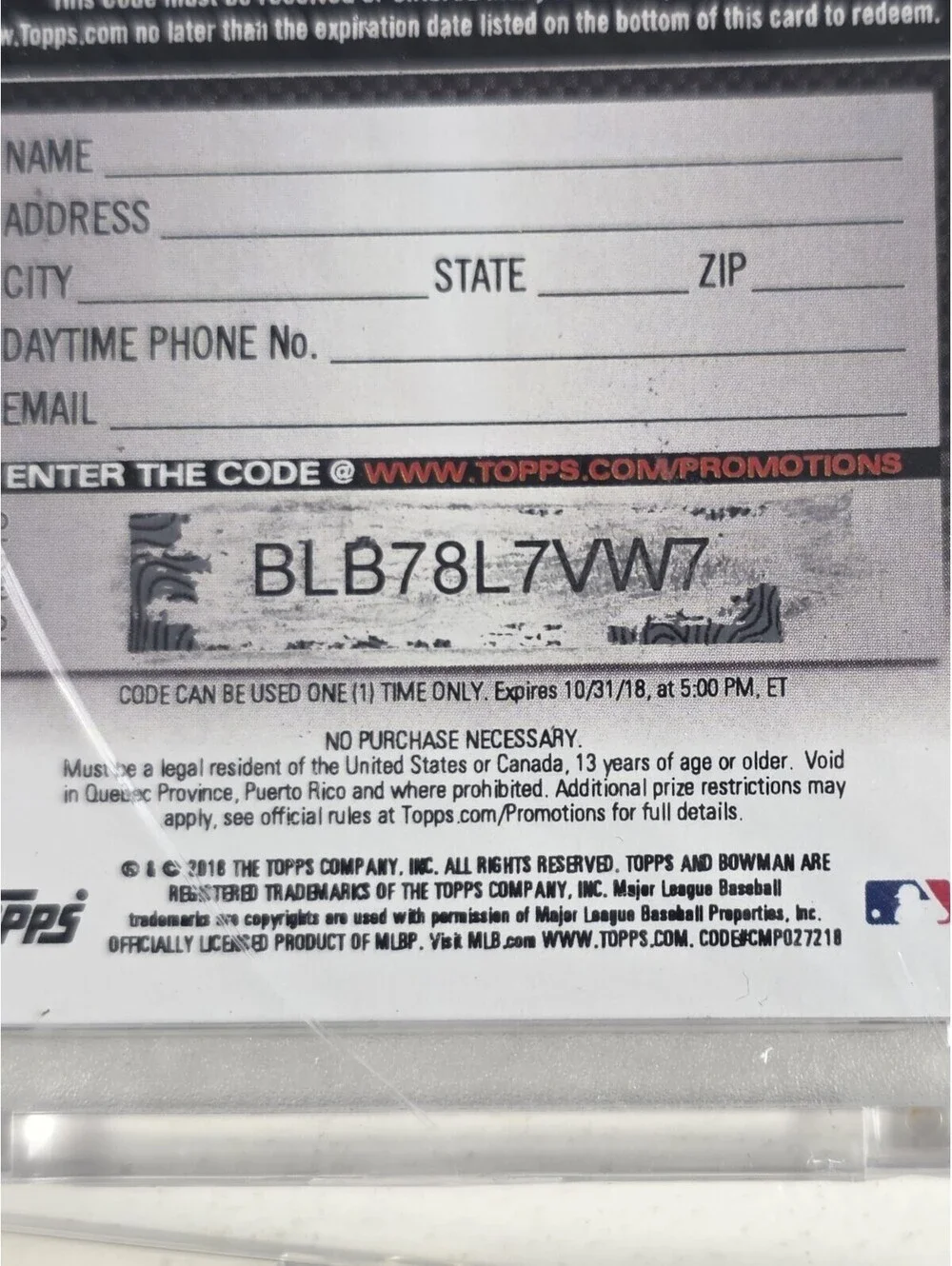 2018 Bowman BL Breakthrough RC Redemption Card Project 70 Holo Ronald Acuna Lot